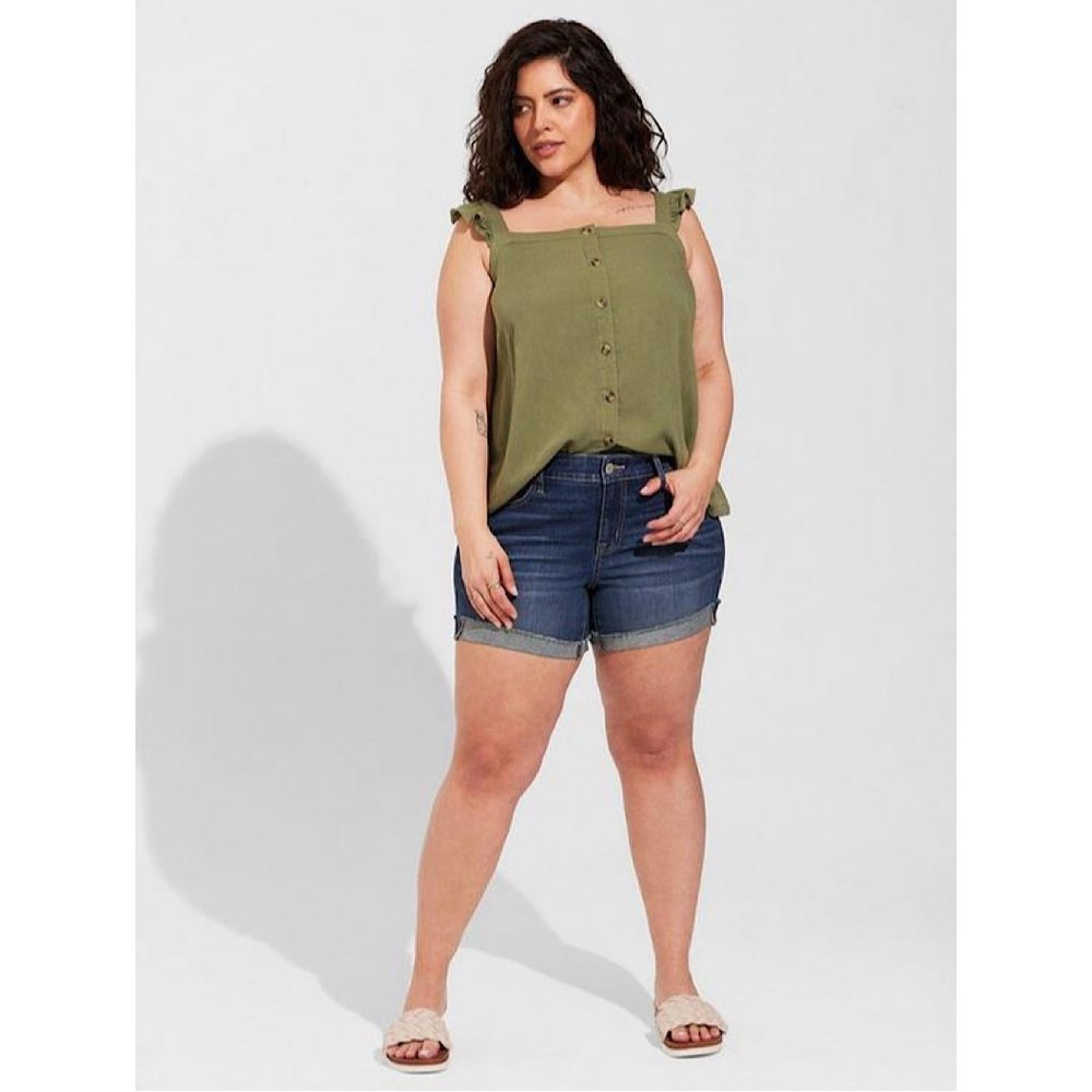 Torrid Double Gauze Ruffle Button Front Tank Top - Picture 2 of 9